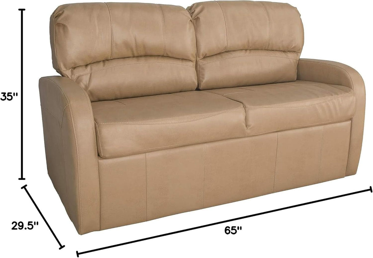 65 Inch Jack Knife RV Sleeper Sofa Toffee Leather PUPro Plus