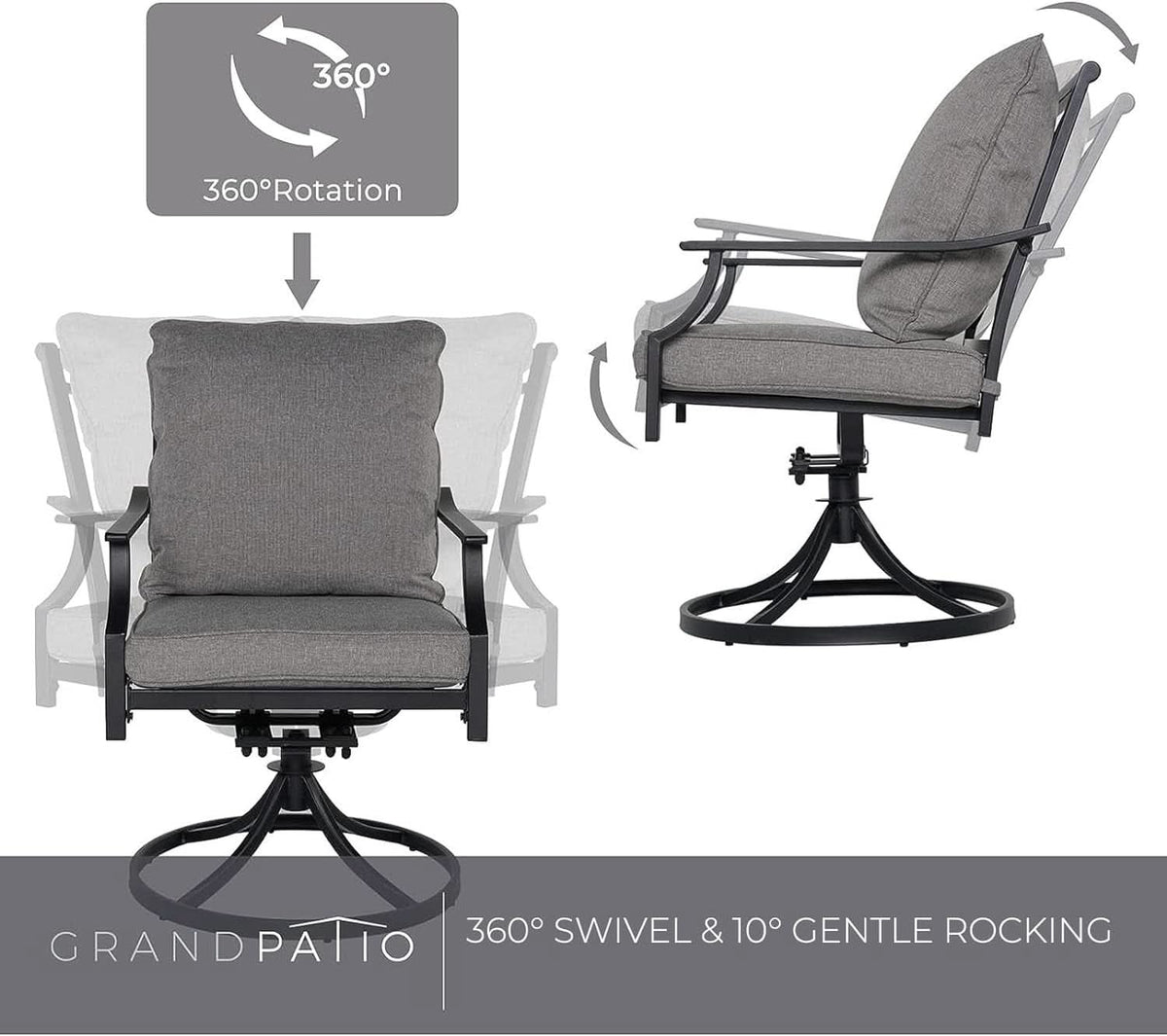 7 Piece Patio Dining Set For 6 With Swivel Chairs And Olefin Cushions