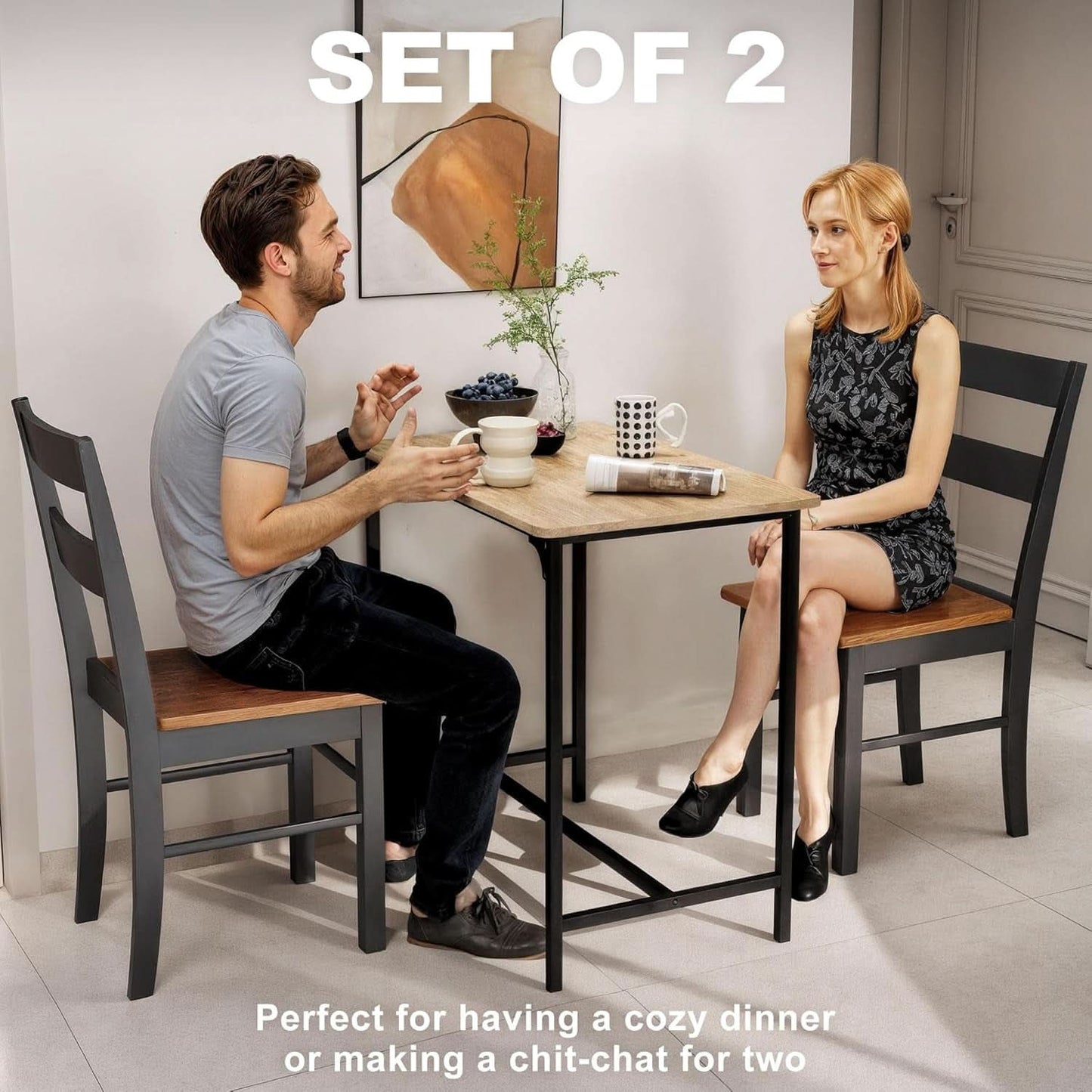 Farmhouse Dining Chairs Matte Black Finish Two Pack