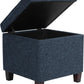 Navy Textured Square Tufted Storage Ottoman Compact
