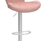 Pink Velvet Adjustable Swivel Barstools Set Of Two