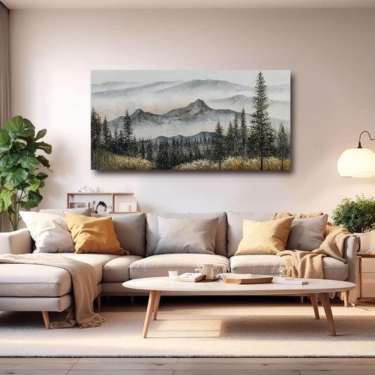 Green Forest Contemporary Wall Art 24x48 BohemianDecor