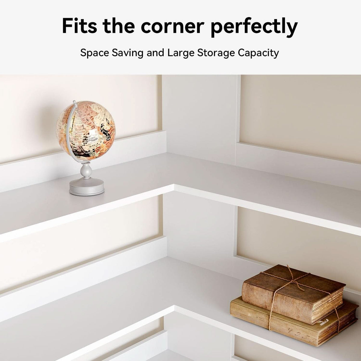 L Shaped Corner Bookshelf 23.6 Inch Freestanding Display-3