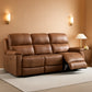 Brown Faux Leather Manual Reclining Overstuffed Sofa