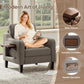 Linen Upholstered Accent Chair With Foldable Table