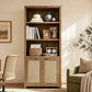 Tall Rattan Bookcase Featuring Doors Adjustable Shelves