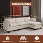 111Inch Modular Sectional Sofa Beige Upholstered Cushions-1