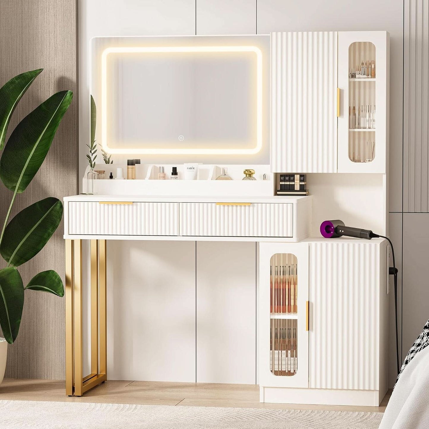 45-Inch Cosmetic Vanity Desk With LED Ambient Light-4
