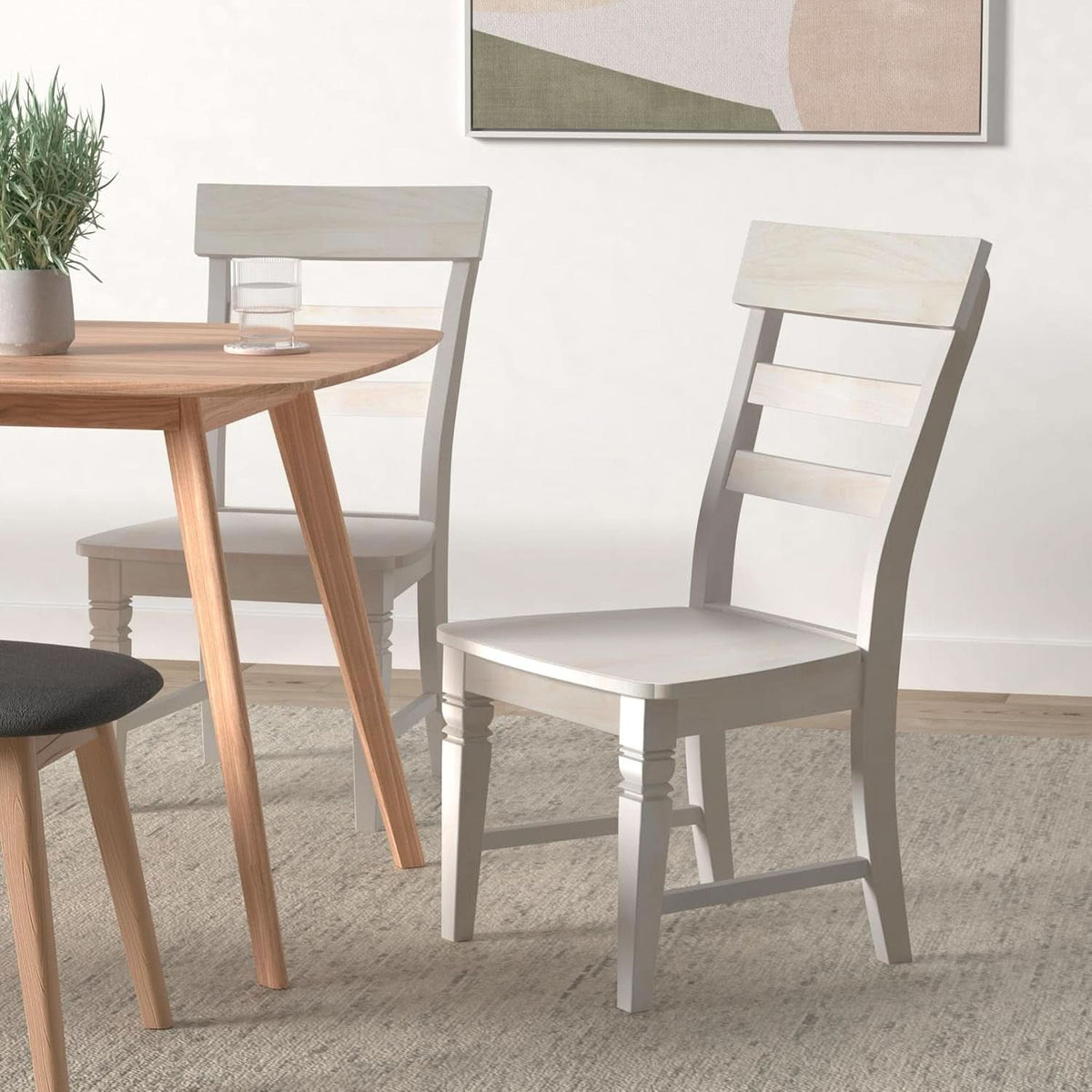 Two Java Dining Chairs Unfinished Parawood 225 Lb Capacity
