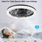Black Ceiling Fan With Lights Remote Dimmable 3000K to 6500K Flush Mount