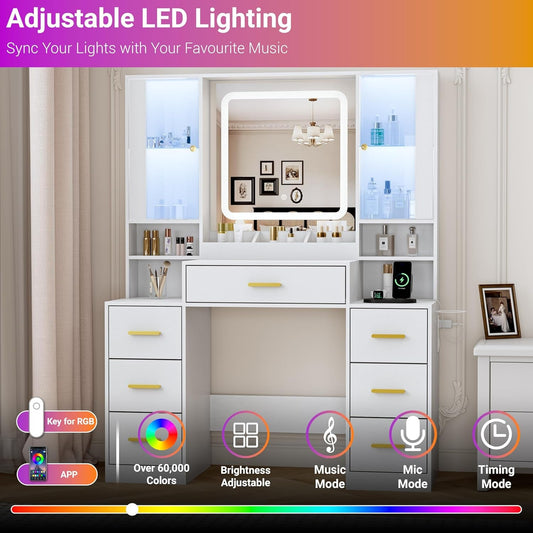 Elegant Customizable Vanity Desk With RGB Lighting