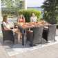 7 Piece Patio Dining Set Acacia Wood Table Wicker Chairs