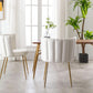 Cream Velvet Upholstered Dining Chairs Goldtone Legs