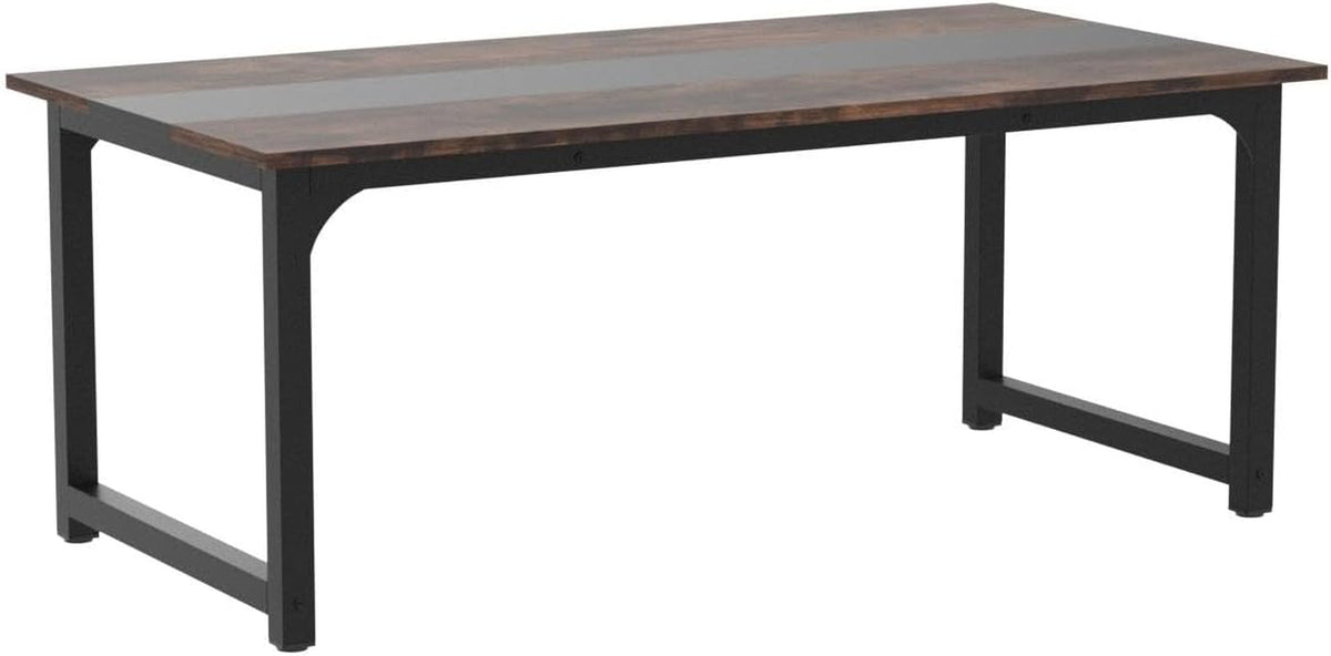 Tribesigns Brown Industrial Dining Table Metal Legs