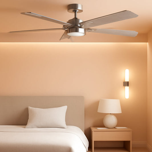 52 Inch Brushed Nickel Ceiling Fan Remote Controlled