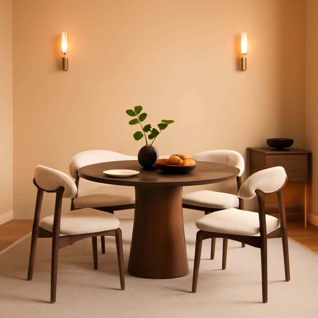 Light Camel Modern Midcentury Fabric Dining Chairs