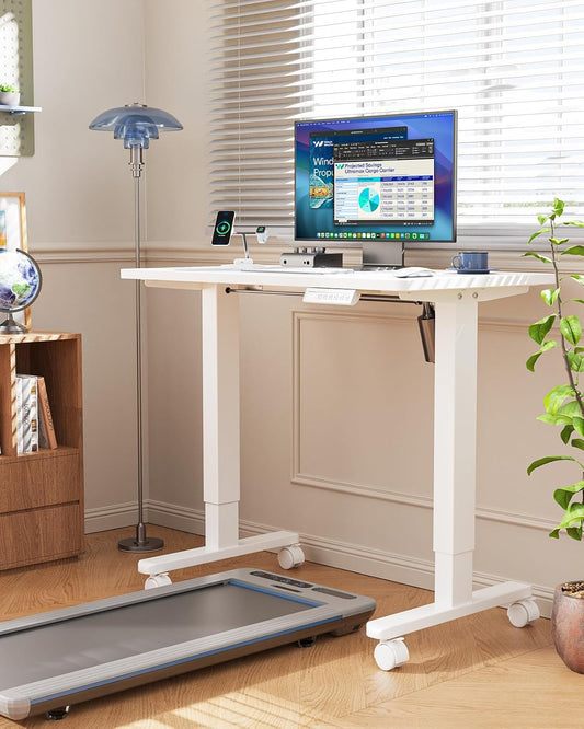 Electric Standing Desk 35x20 White Height Adjustable