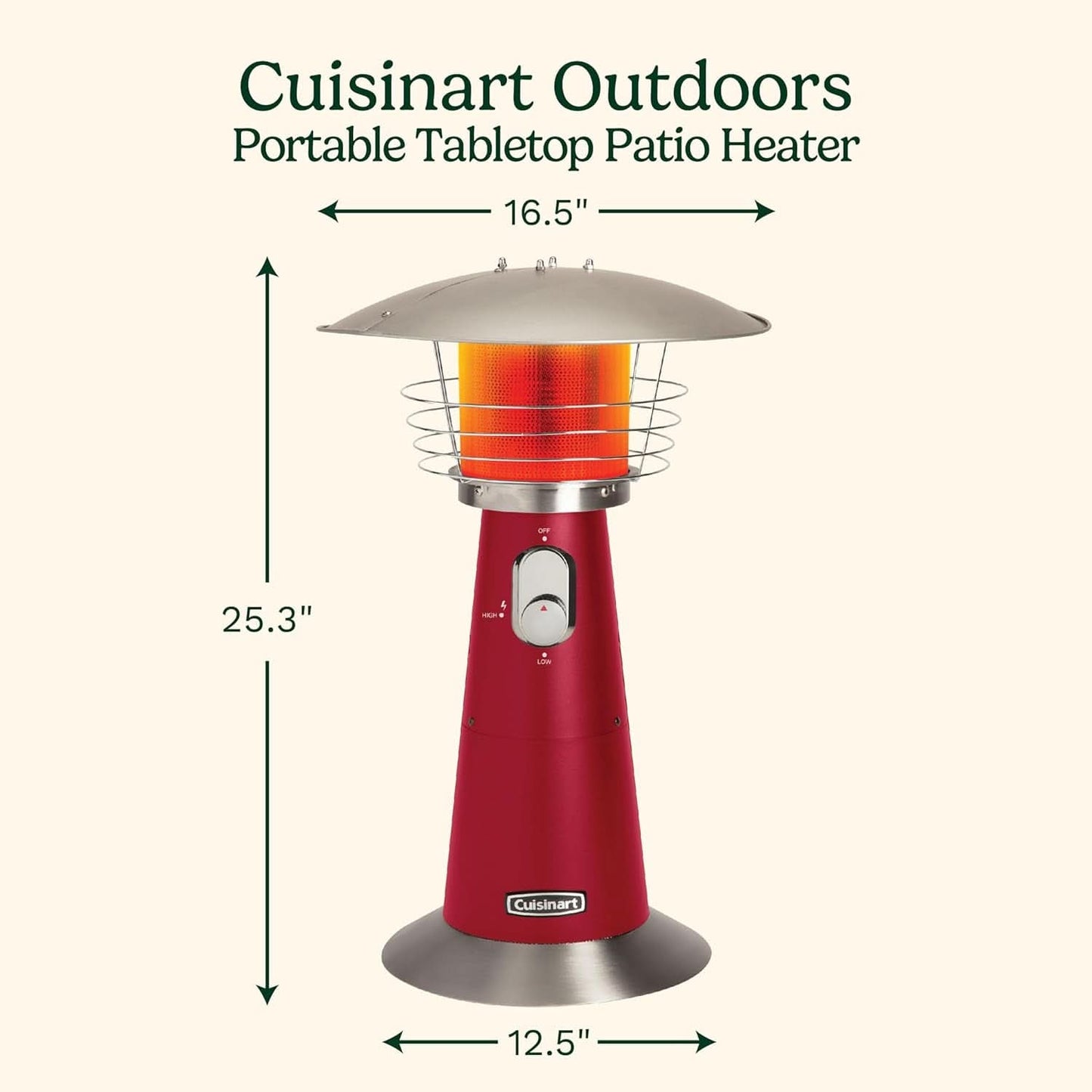 Portable Tabletop Patio Heater 11000 BTU Red Outdoor