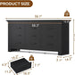 Black Vintage Ornate Solid Wood Dresser With Nine Drawers-1