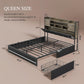 Queen Luxurious Upholstered Bed Frame RGBLED Lighting-1