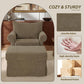 Brown Chenille Accent Chair With Substantial Ottoman