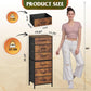 Tall Fabric Dresser With 6 Drawers And Wood Top Rustic Brown-2