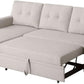 Beige L Shaped Convertible Sleeper Sectional Couch-2