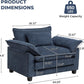 Oversized Chenille Accent Chair Blue DeepSeat Cushioned