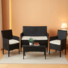 Outdoor Rattan 4 Piece Patio Furniture Conversation Set-0