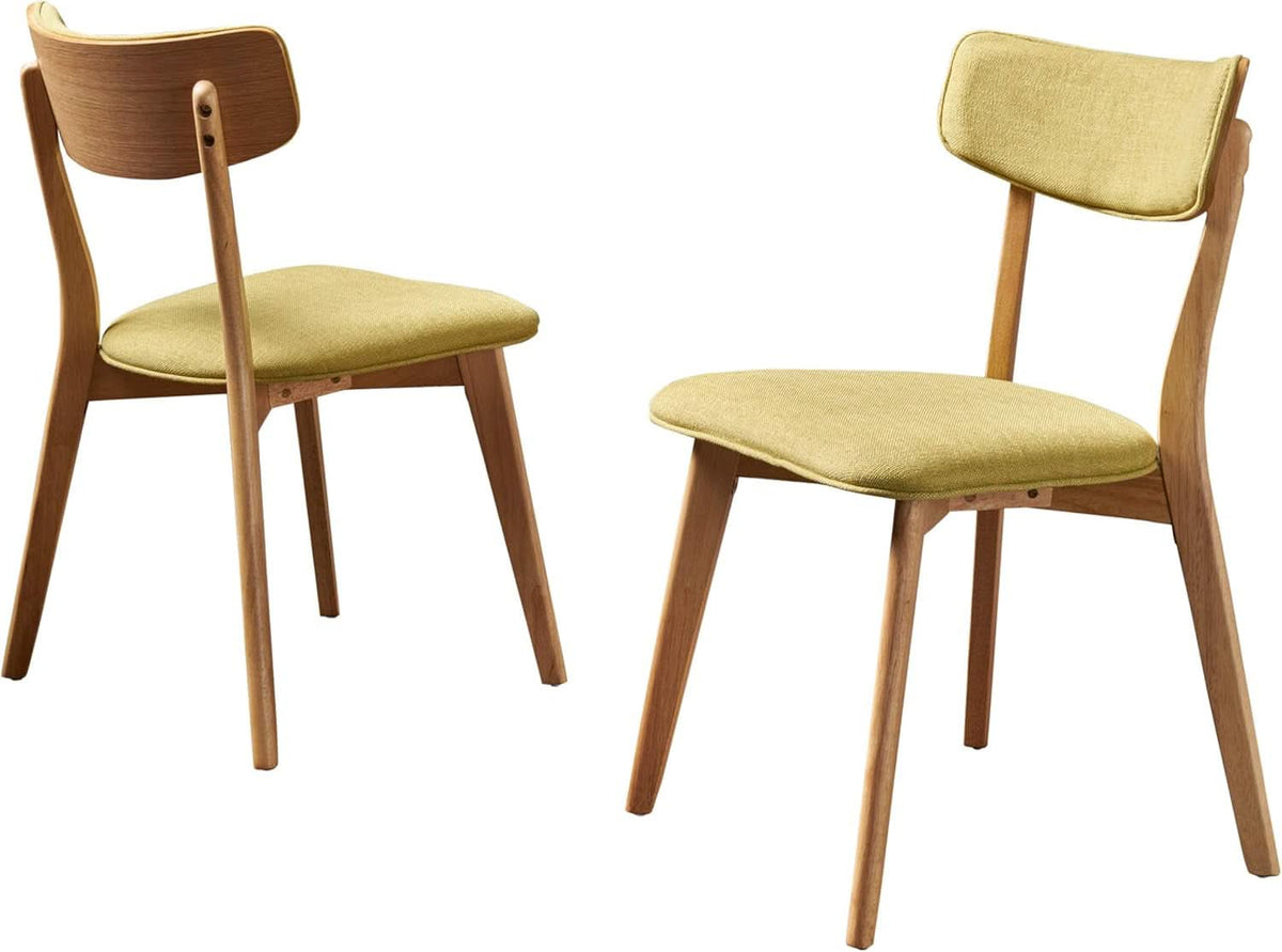 Mid Century Fabric Dining Chairs Set Of 2 In Green Tea