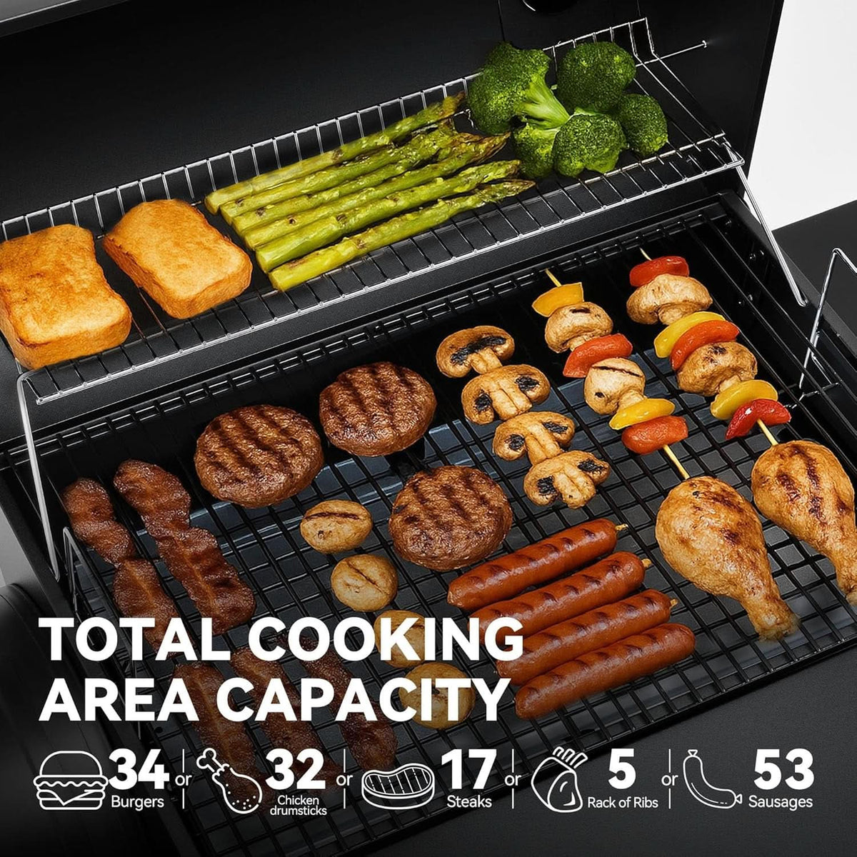 CC1830S Large Capacity Charcoal Grill Offset Smoker
