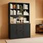 Seventy Two Inch Tall Black Bookcase With Power Out let System-0