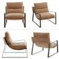 Khaki Chenille Accent Chair With Armrest Upholstered