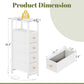 LED Narrow Nightstand With Wireless Charging White