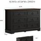 Black FortySevenPointTwoInch Wide Six Drawer Dresser