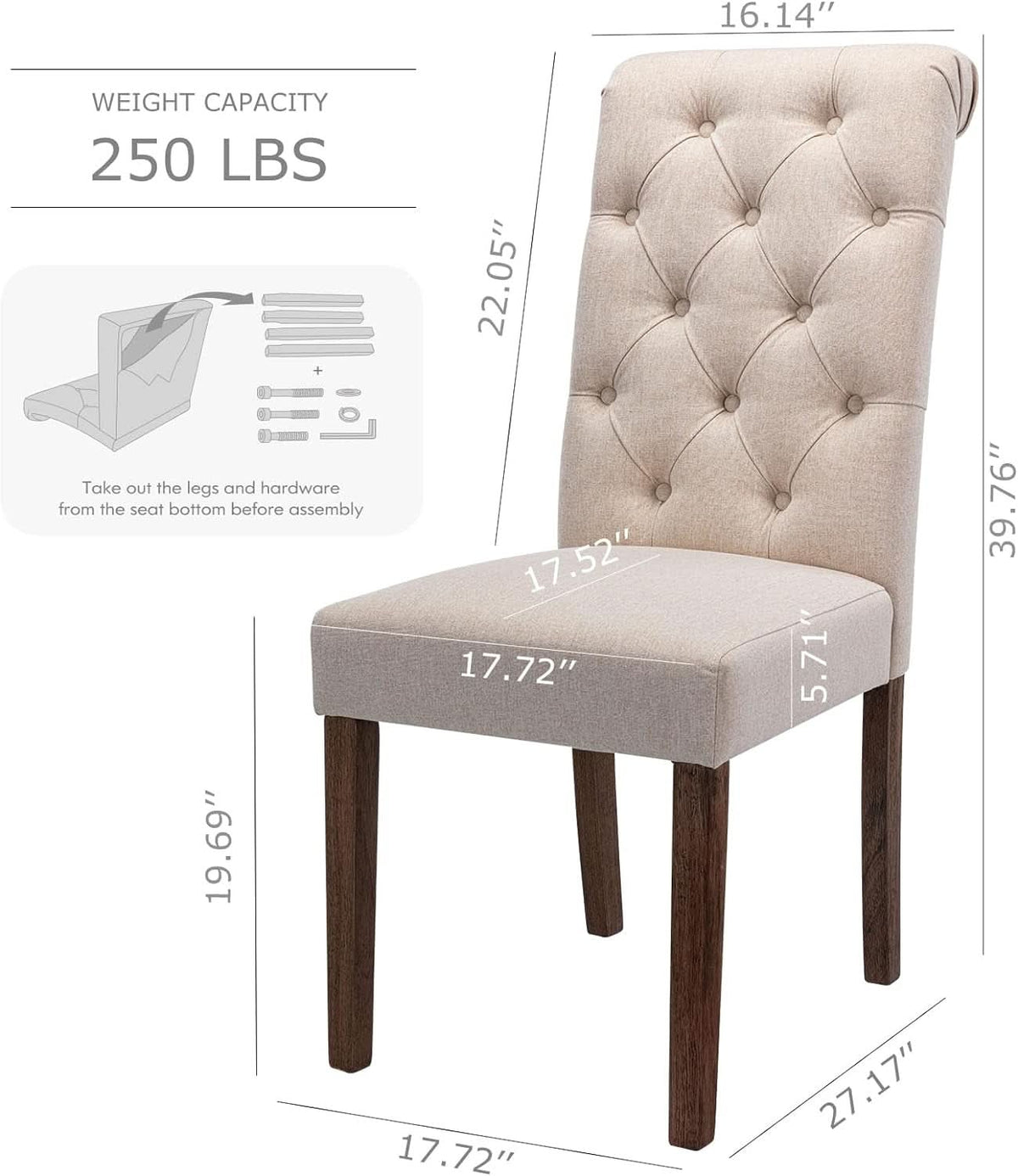 Dark Beige Textured Upholstered Parsons Dining Chairs