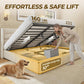King Size Storage Bed Frame Beige Textured Upholstered