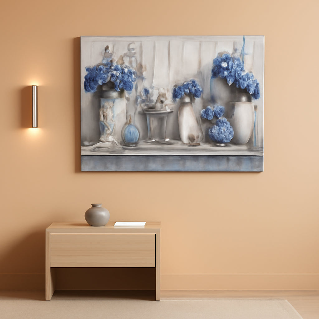 Blue Hydrangea Floral Wall Art Gallery Canvas Artwork