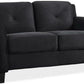 2 Piece Living Room Sofa And Loveseat Set In Black Microfiber Upholstery With 67.3 Inch Total Seat Width-3