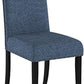 Biony Blue Fabric Dining Chair Set of 2 With Nailhead Trim