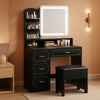 Black Vanity Table With Illuminated Mirror Outlets-0