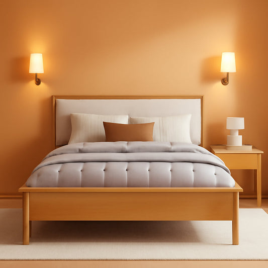 Queen Size Natural Boucle Upholstered Platform Bed