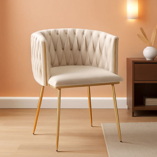 Velvet Dining Chairs With Gold Metal Legs Tufted Modern Wingback Set Of 4