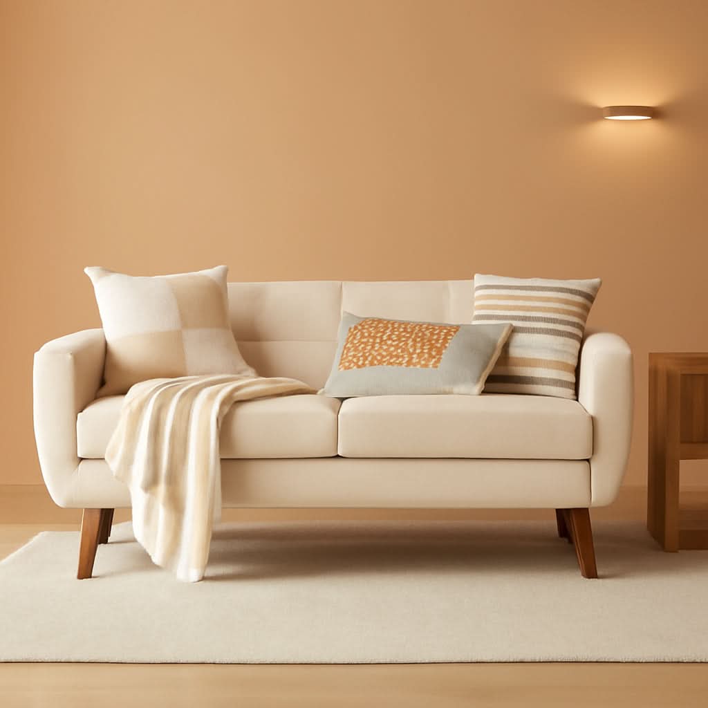 Modern Compact Beige Loveseat For Small Living Rooms