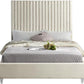 Queen Velvet Upholstered Bed Cream Acrylic Legs Tufting