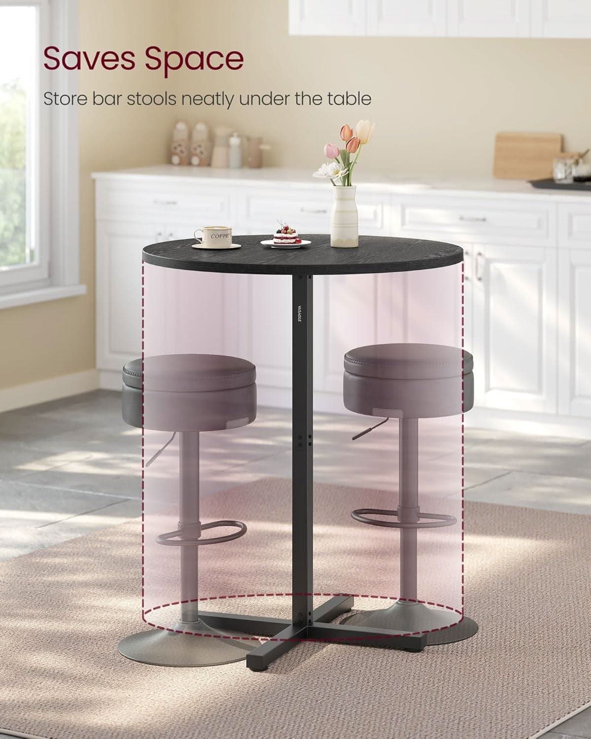 Round Cocktail Table Set 23 Point 6 Inch Diameter Ebony Black