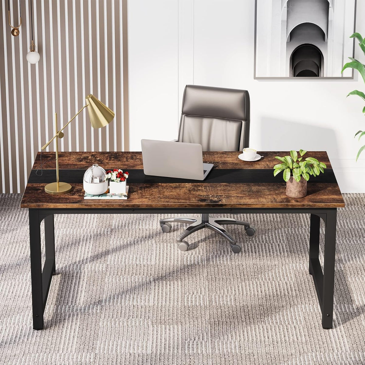 70.8 Inch Ergonomic Executive Office Desk Multimonitor