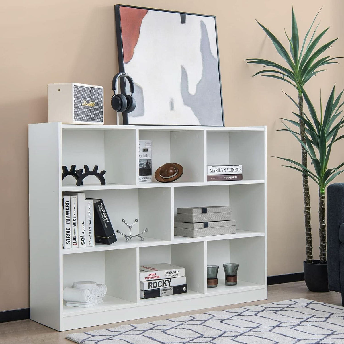 White Cube Bookcase Three Tier Freestanding Organizer