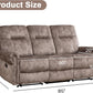 Manual Three Seat Reclining Upholstered Sofa Living Room