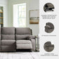 Contemporary Manual Reclining Sofa Gray Upholstery